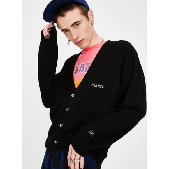 Unisex Black Playful Knit Cardigan - Size L - Picture 2 of 3